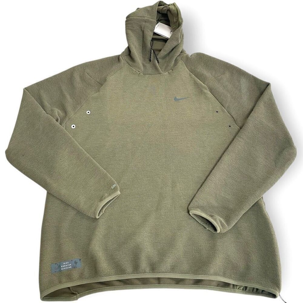 Nike Dri-FIT Running Division Pullover Olive Green Running Hoodie Mens size L